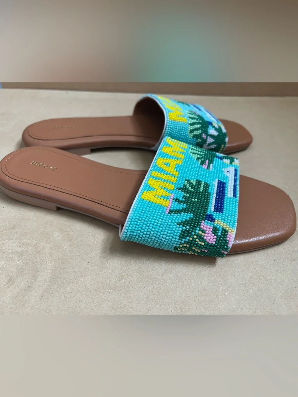 New Anthropologie Maeve The Fiona Beaded Miami Slide Sandals Shoes Size 36